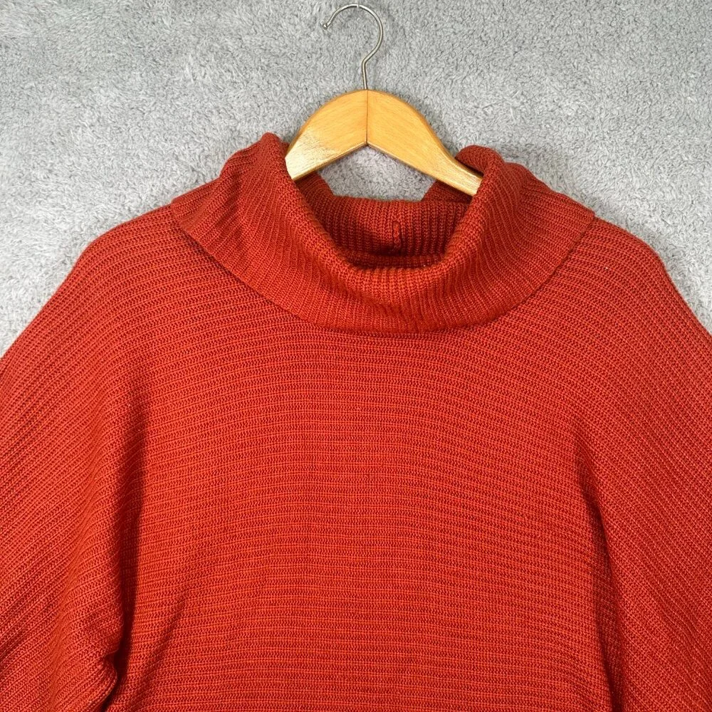 Tweeds Womens Sweater Plus Size Cardigan Acrylic Knit Orange 1x Turtleneck‎